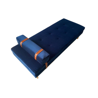Daybed aus blauem Samt mit Nackenrolle | VIA X SELECTION