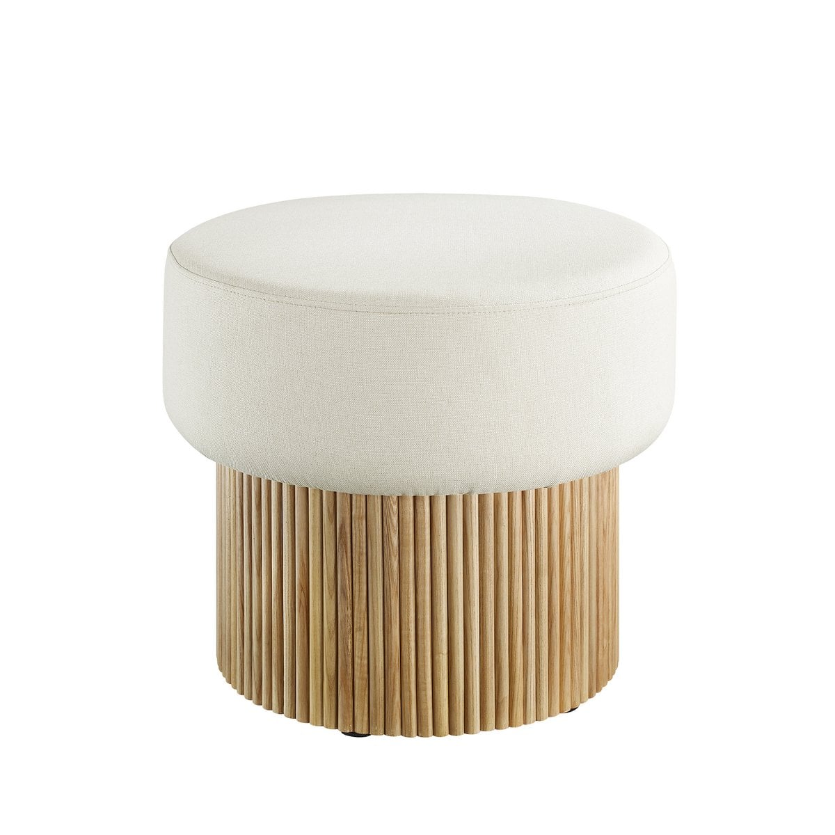 Runder Pouf mit Stauraum Weiß-Natur | VIA X SELECTION