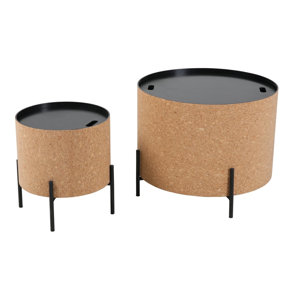 2er-Couchtisch-Set aus Kork und Metall 63 × 63 × 48,5 cm | VIA X SELECTION