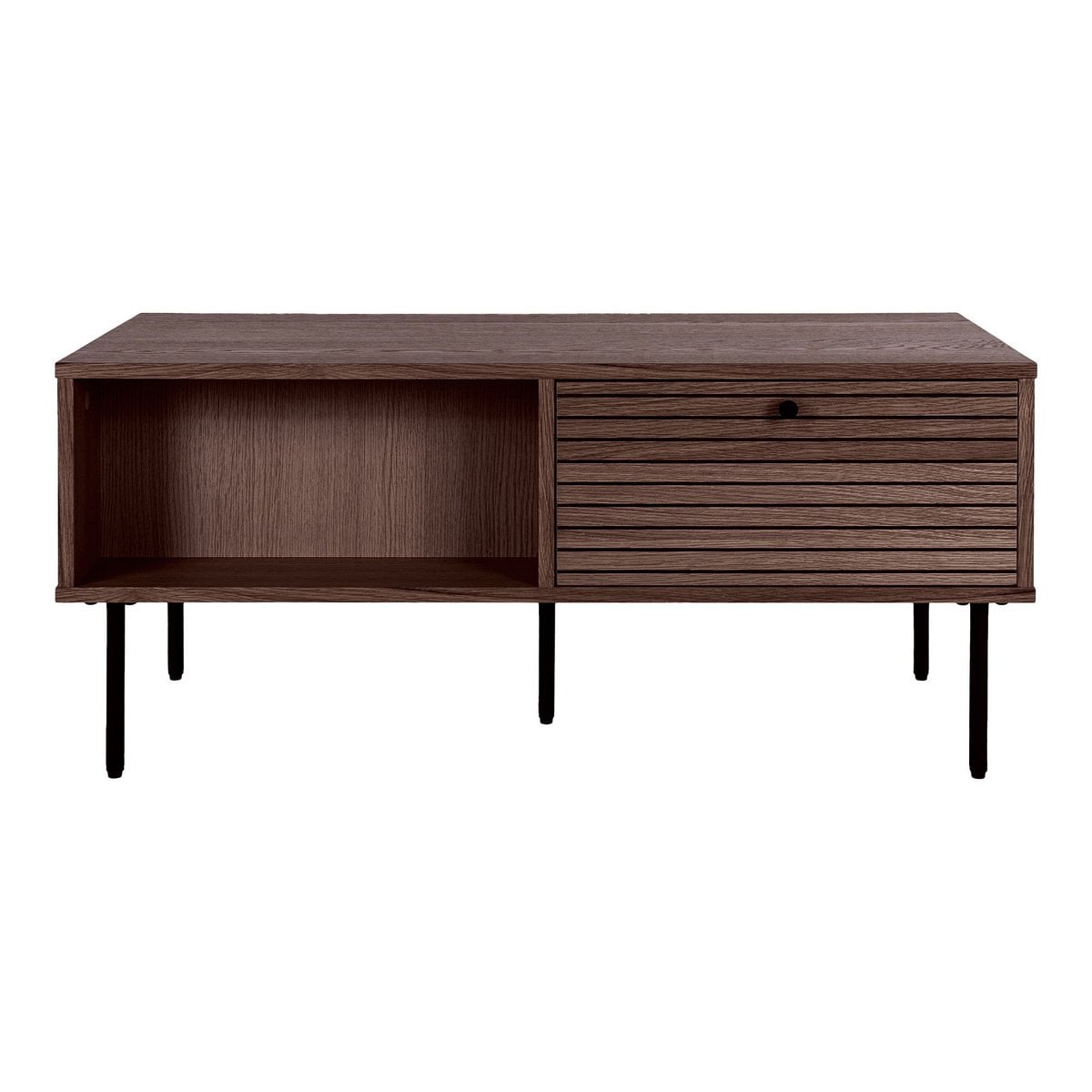 Couchtisch aus geräuchertem Eichenfurnier mit zwei Schubladen, 100 × 50 × 45 cm | VIA X SELECTION