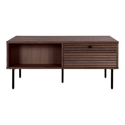 Couchtisch aus geräuchertem Eichenfurnier mit zwei Schubladen, 100 × 50 × 45 cm | VIA X SELECTION