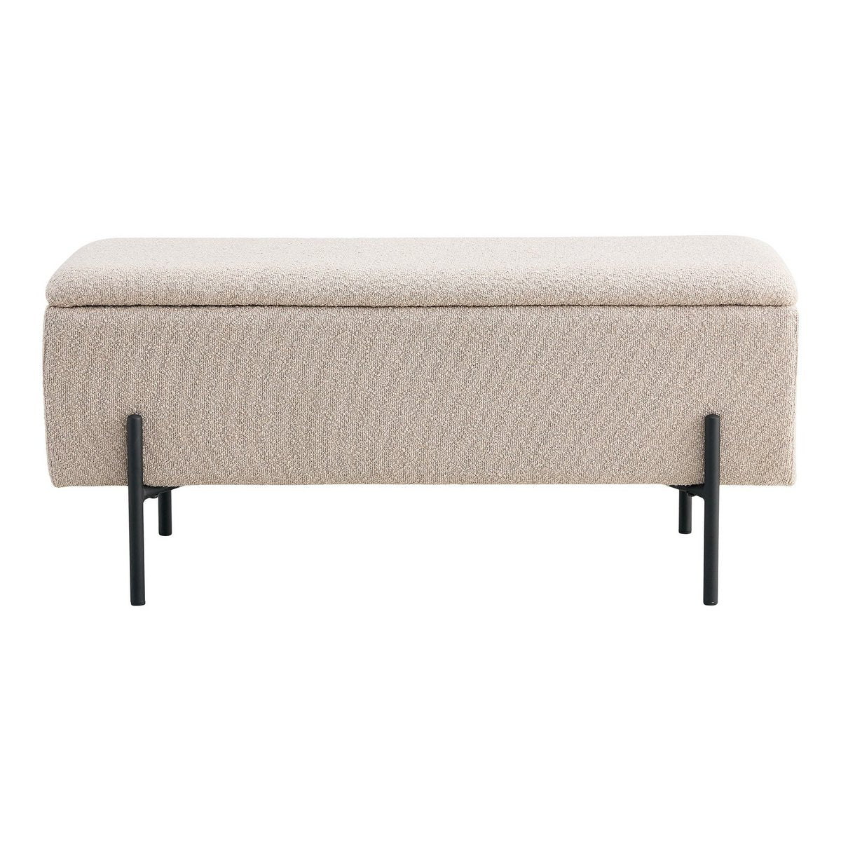 Sitzbank aus Bouclé beige 95 cm mit Stauraum | VIA X SELECTION