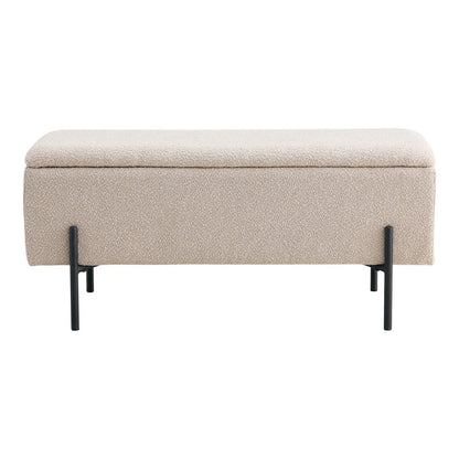 Sitzbank aus Bouclé beige 95 cm mit Stauraum | VIA X SELECTION