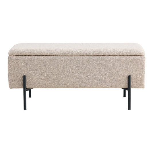 Sitzbank aus Bouclé beige 95 cm mit Stauraum | VIA X SELECTION