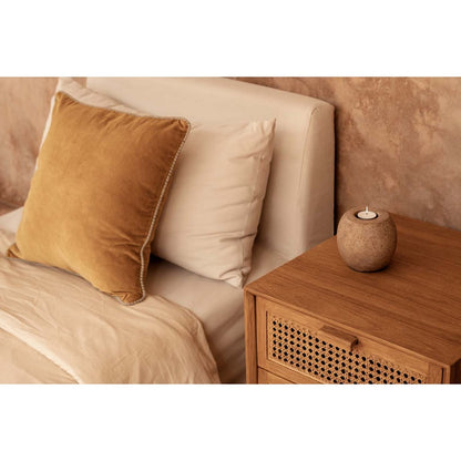 Nachttisch aus Teak und Rattan mit zwei Schubladen, 48 × 51 × 48 cm | VIA X SELECTION