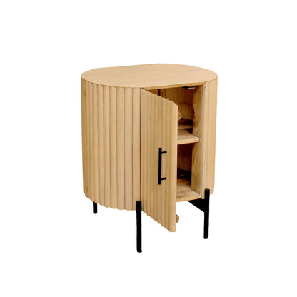 Nachttisch aus Mangoholz mit Lamellenfront, 40 × 50 × 60 cm | VIA X SELECTION