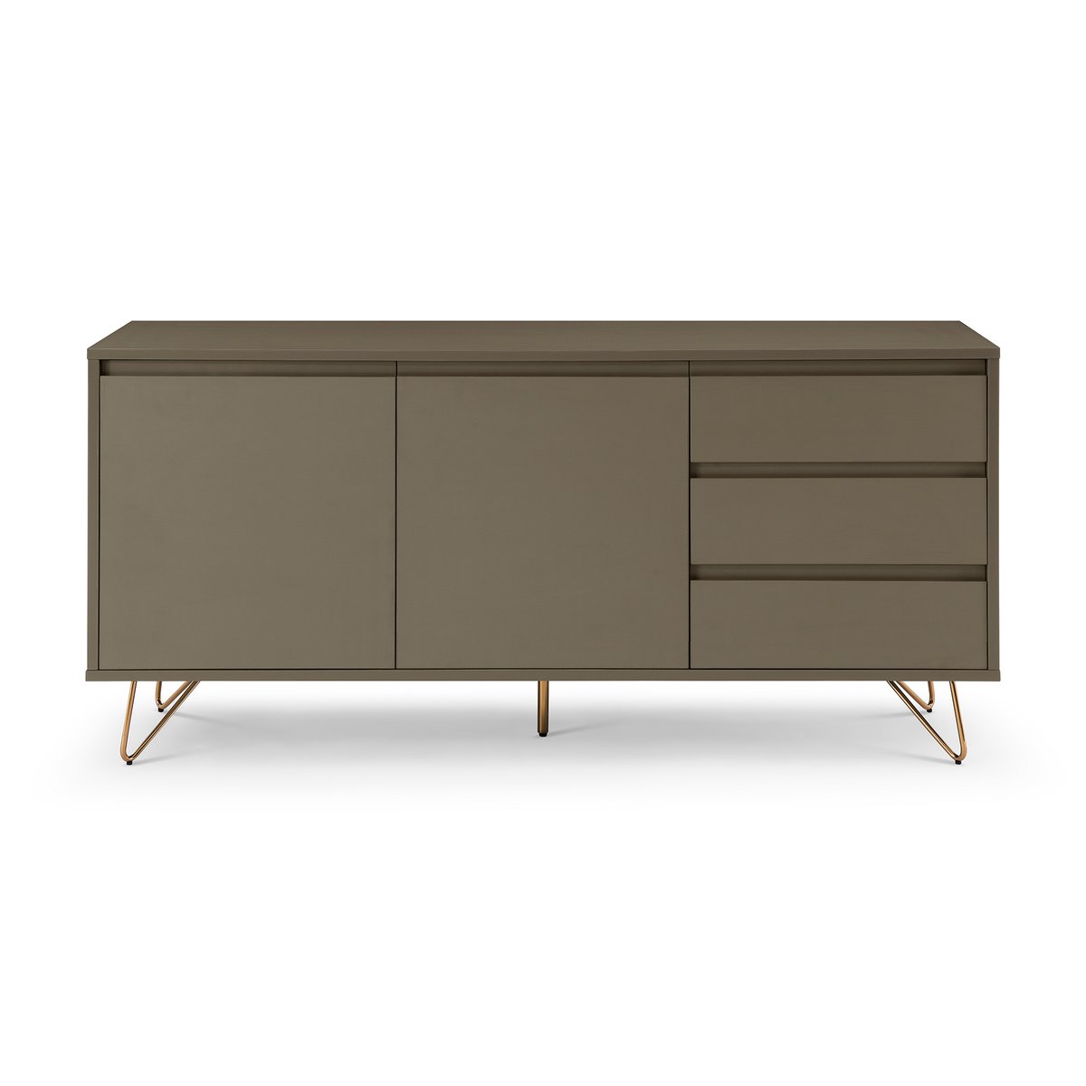 Sideboard grau mit 2 Türen und 3 Schubladen, 40 × 150 × 70 cm | VIA X SELECTION