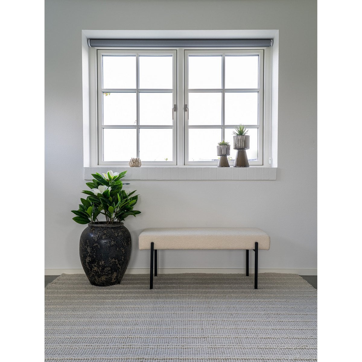 Sitzbank aus Bouclé weiß 100 cm | VIA X SELECTION