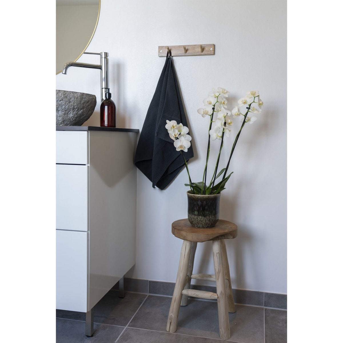 Hocker aus recyceltem Teakholz natur mit runder Form | VIA X SELECTION