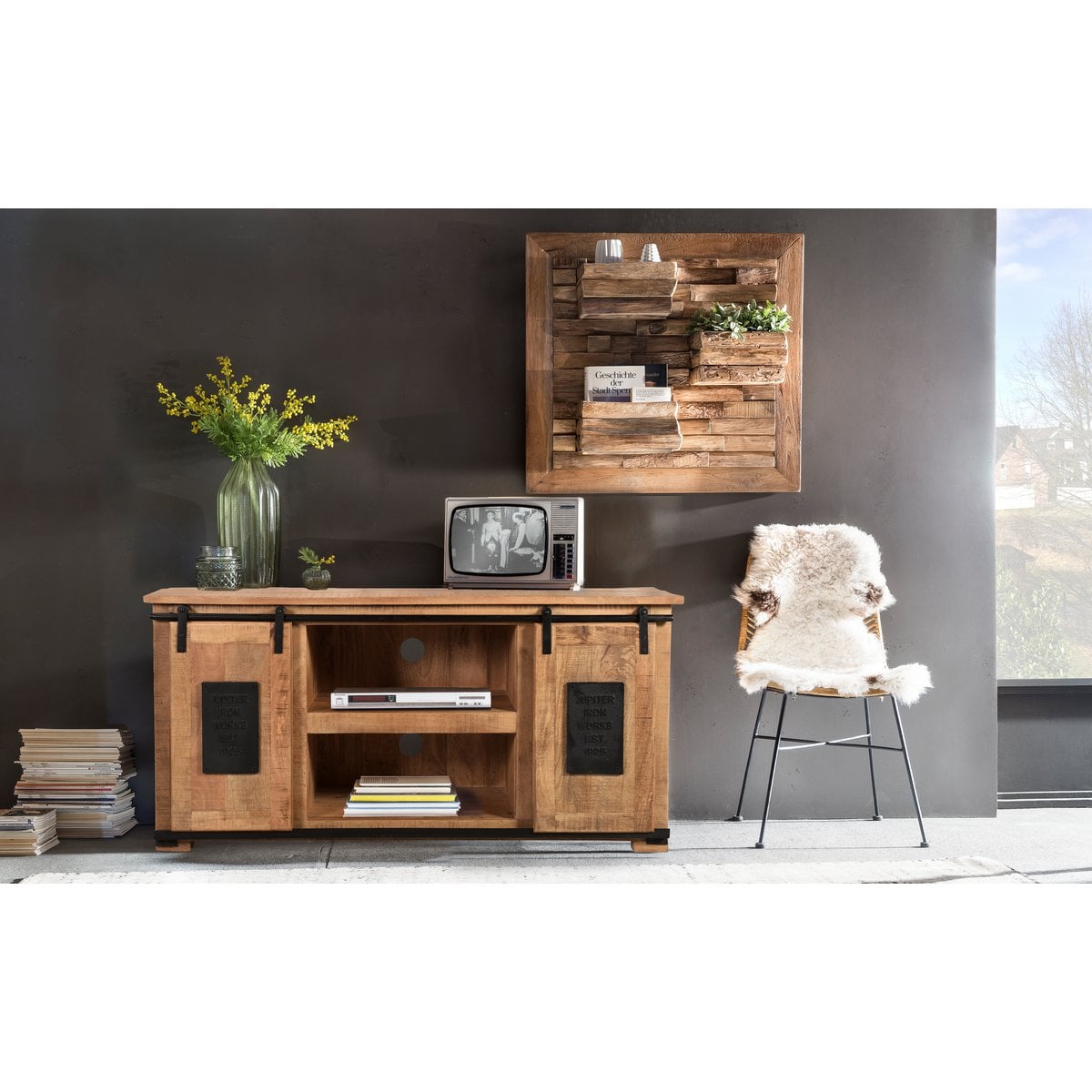 Esszimmerstuhl aus Rattan mit schwarzem Metallgestell im 2er-Set | VIA X SELECTION