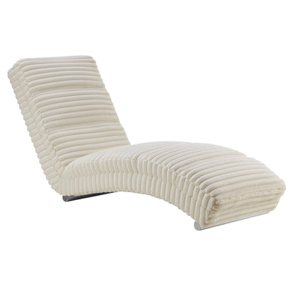 Chaiselongue aus beigem Plüsch-Cord mit Metallgestell | VIA X SELECTION