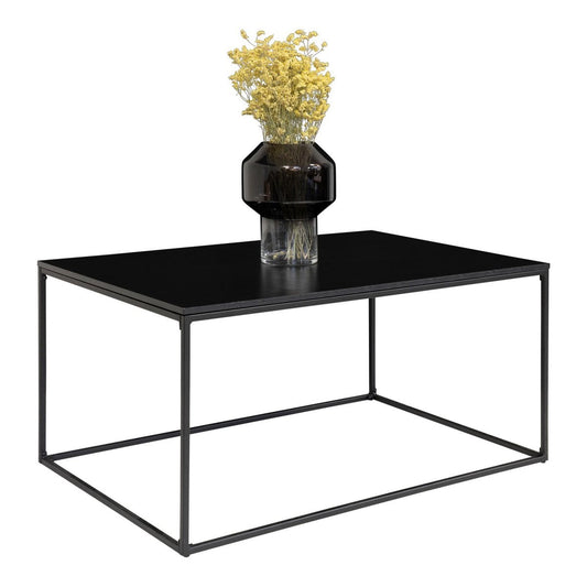 Couchtisch aus Stahl mit schwarzer Glasplatte, 90 × 60 × 45 cm | VIA X SELECTION
