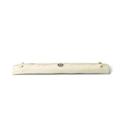Lange Servierplatte aus Keramik in Weiß-Honig, 39 × 8 cm | VIA X SELECTION