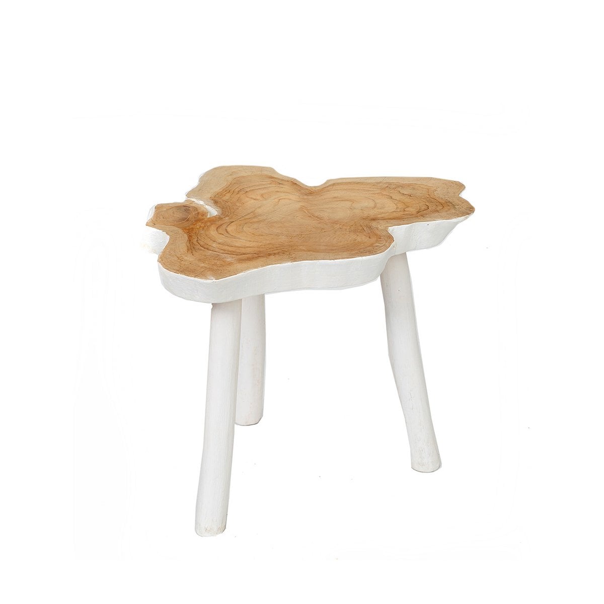 Beistelltisch in organischer Form Natur-Weiß, 45 × 45 × 40 cm | VIA X SELECTION