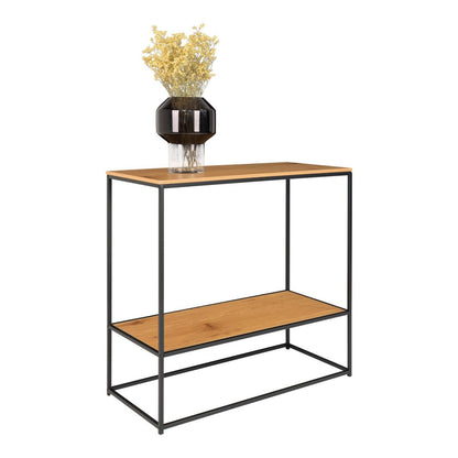 Konsolentisch Eichenoptik schwarz mit 2 Ablagen, 80 × 36 × 80 cm | VIA X SELECTION