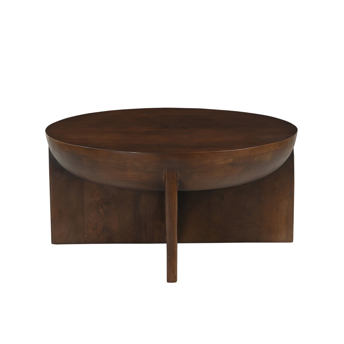 Runder Couchtisch aus Mangoholz mit halbrunder Form, Ø, 90 × 42 cm | VIA X SELECTION