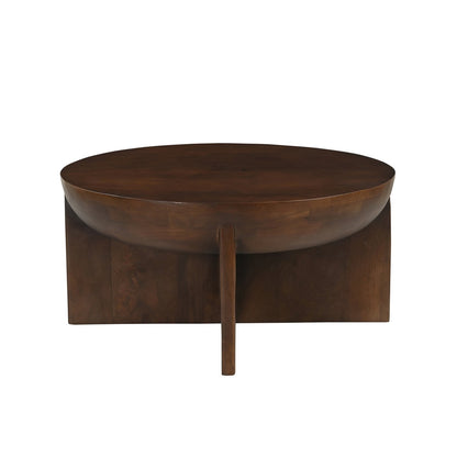 Runder Couchtisch aus Mangoholz mit halbrunder Form, Ø, 90 × 42 cm | VIA X SELECTION