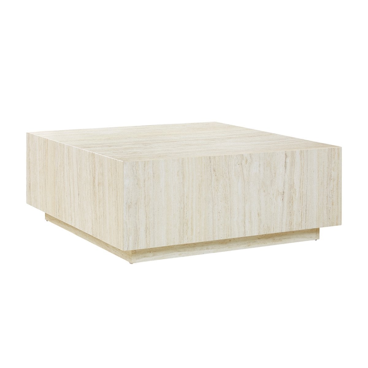 Quadratischer Couchtisch in Travertinoptik, 90 × 90 × 35 cm | VIA X SELECTION