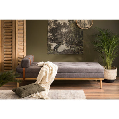 Daybed aus anthrazitfarbenem Strukturstoff mit Nackenrolle | VIA X SELECTION