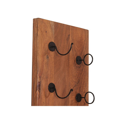 Wand-Weinregal aus Akazienholz und schwarzem Metall für 8 Flaschen, 16 × 33 × 148 cm | VIA X SELECTION