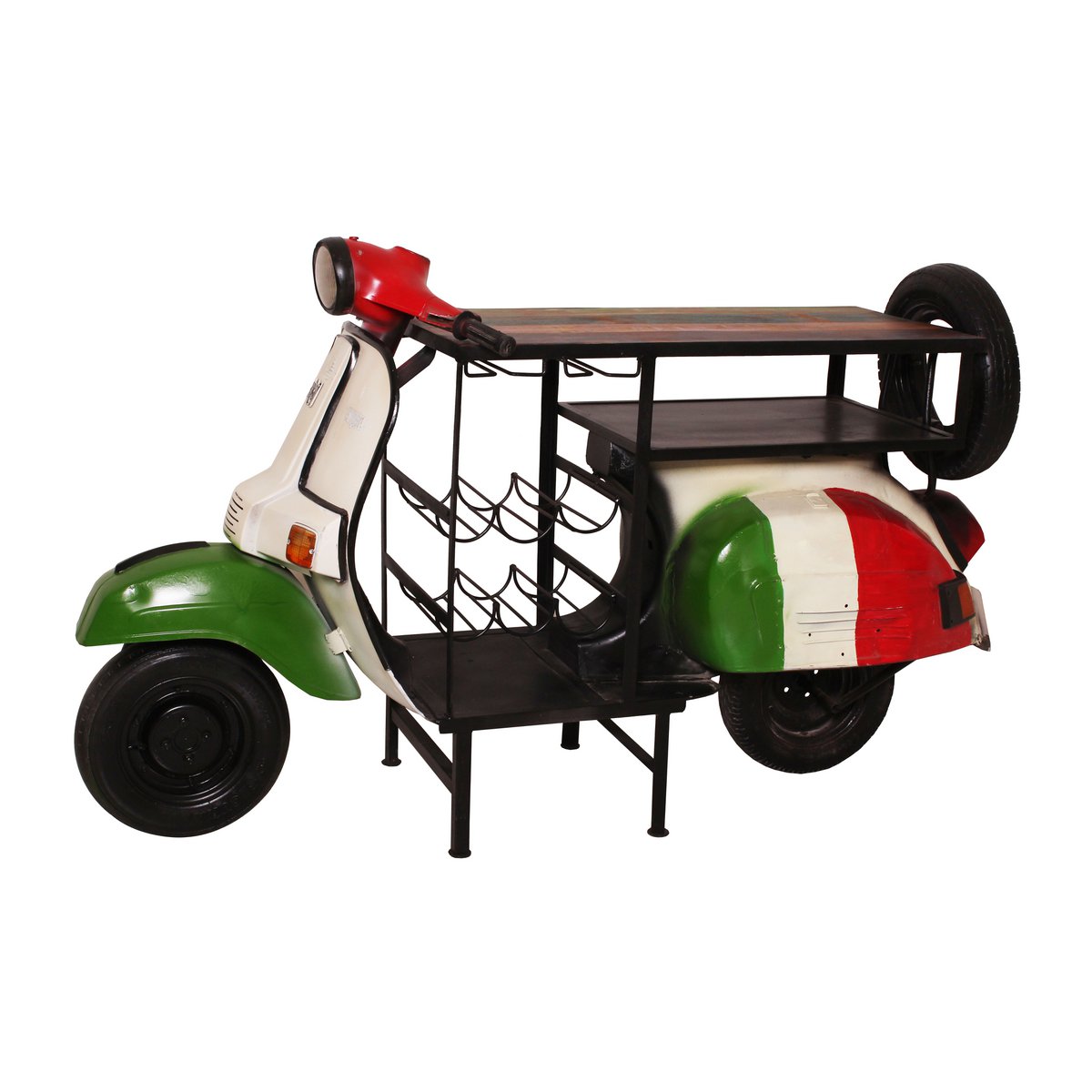 Bartisch aus recyceltem Scooter handbemalt, 170 × 66 × 105 cm | VIA X SELECTION