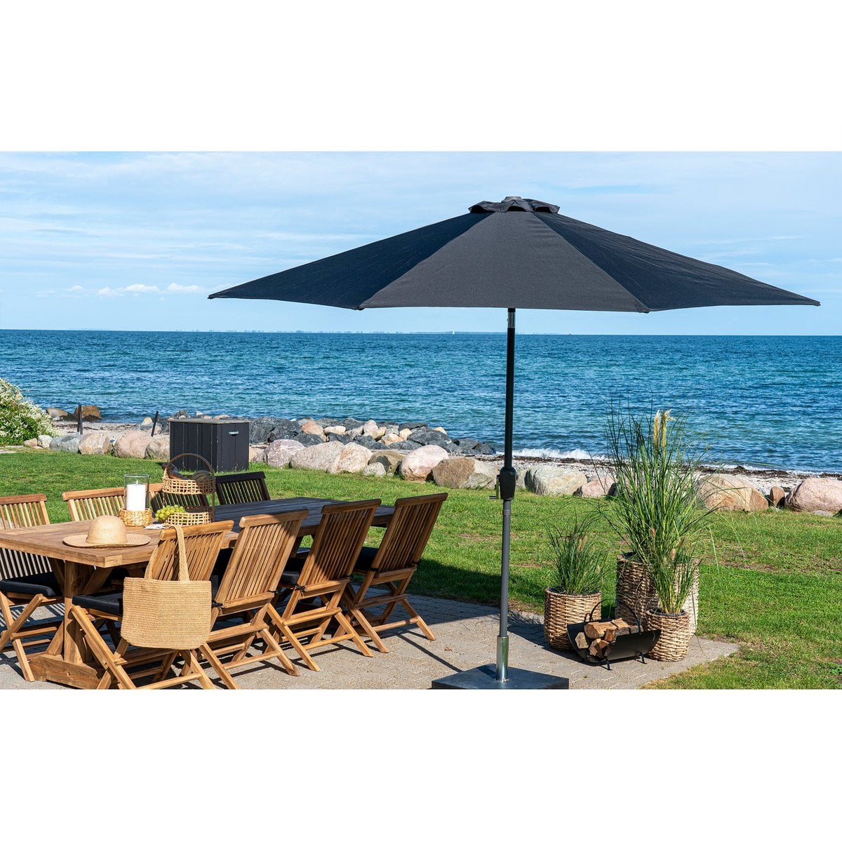 Sonnenschirm in Schwarz, Ø 300 cm | VIA X SELECTION