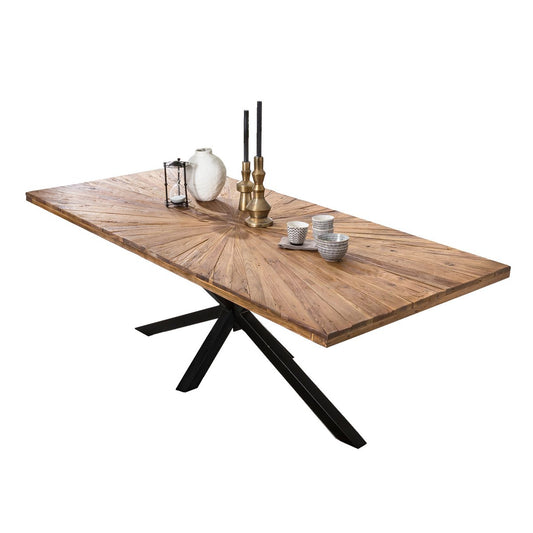 Esstisch Teakholz schwarzes Metallgestell, 160 × 90 cm | VIA X SELECTION