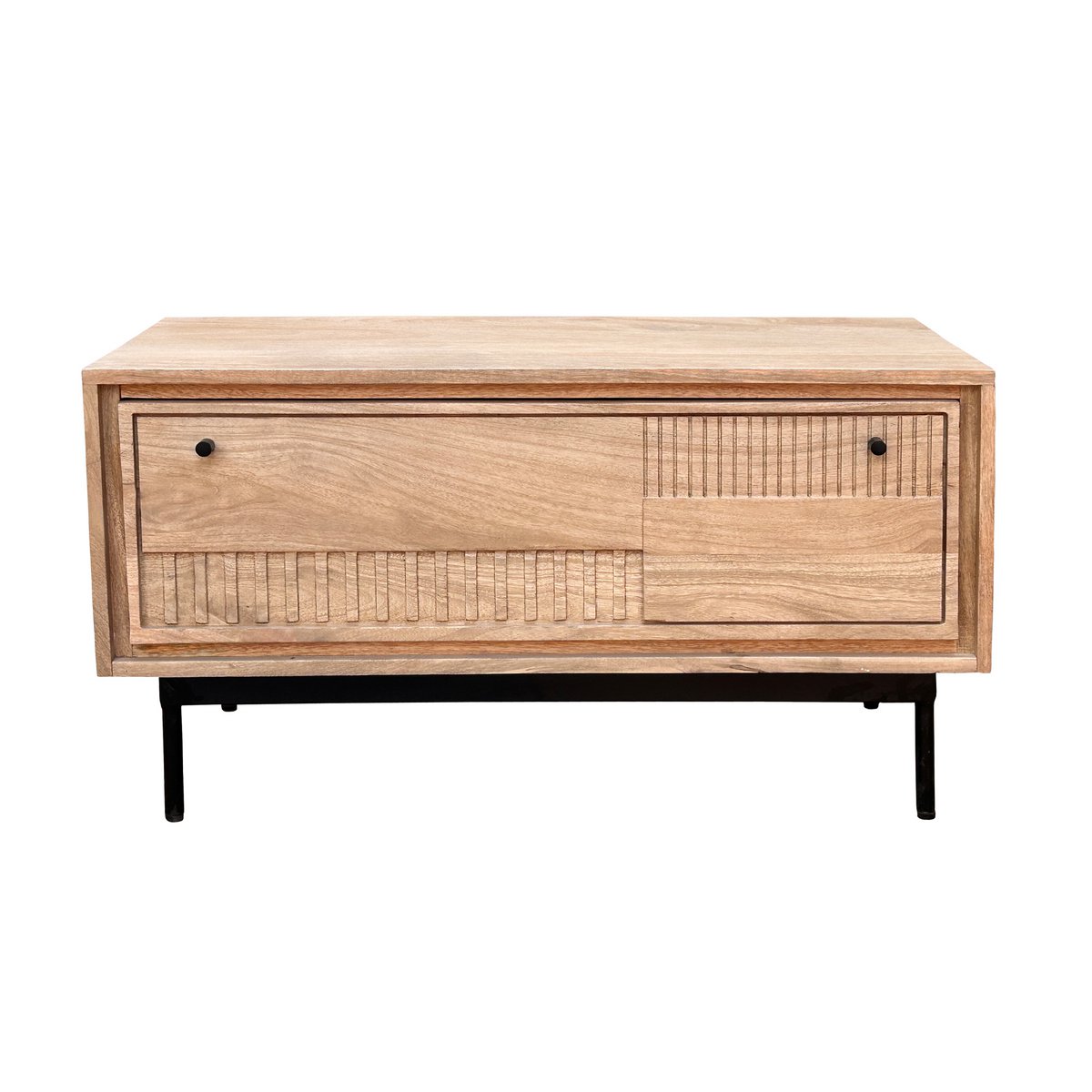 Schuhschrank aus Mangoholz mit Lamellenfront, 40 × 85 × 45 cm | VIA X SELECTION