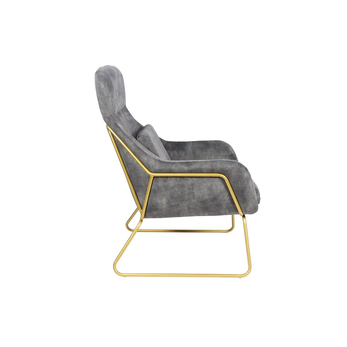 Relaxsessel aus Velours grau mit goldfarbenem Gestell | VIA X SELECTION