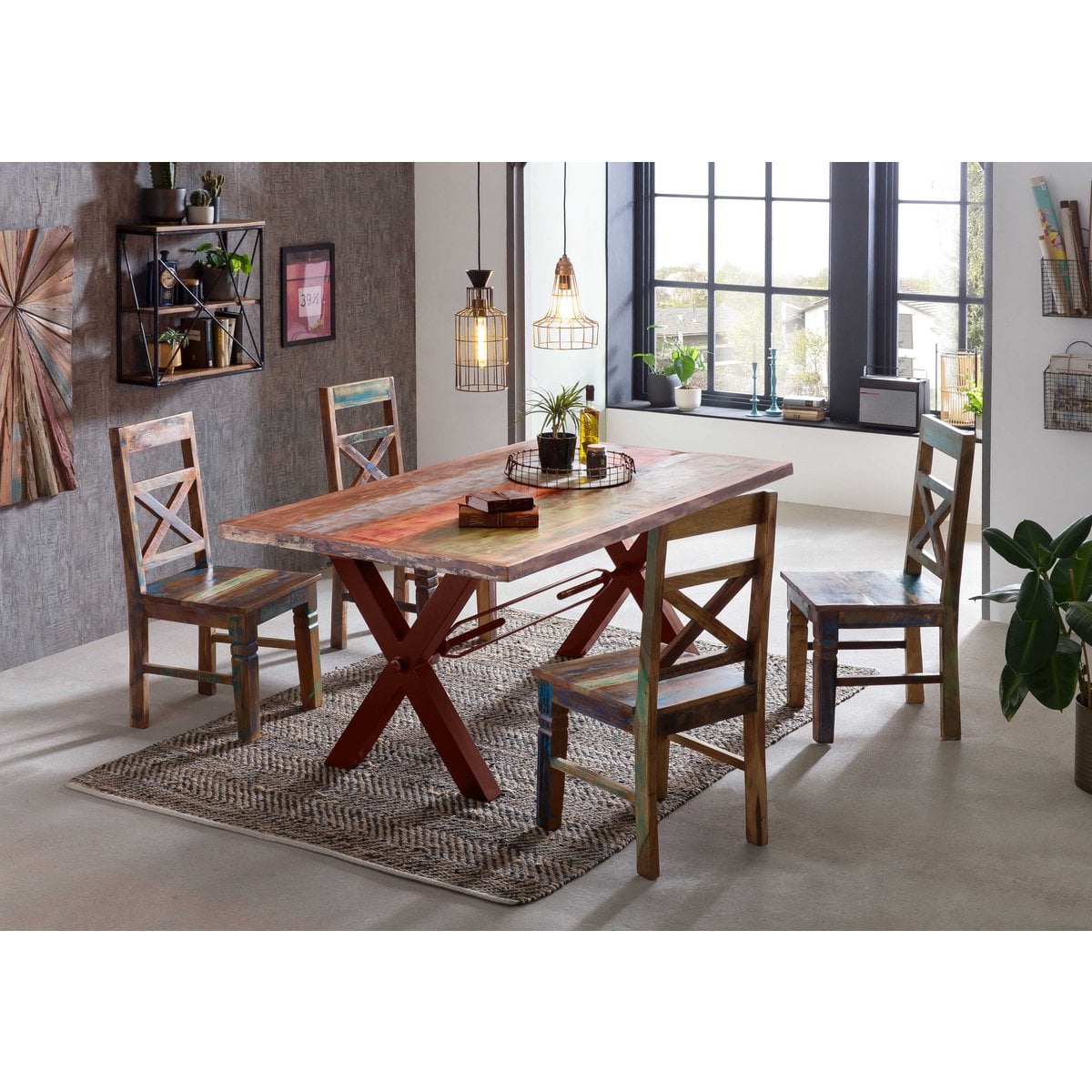Esstisch Altholz bunt lackiert, 180 × 100 cm | VIA X SELECTION