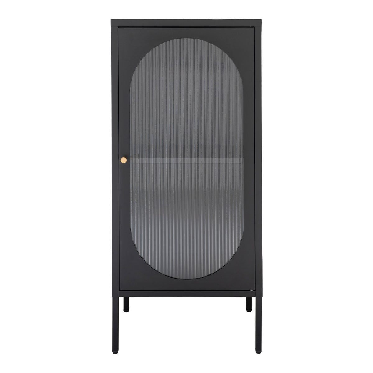 Vitrinenschrank schwarz mit Riffelglas, 50 × 35 × 110 cm | VIA X SELECTION