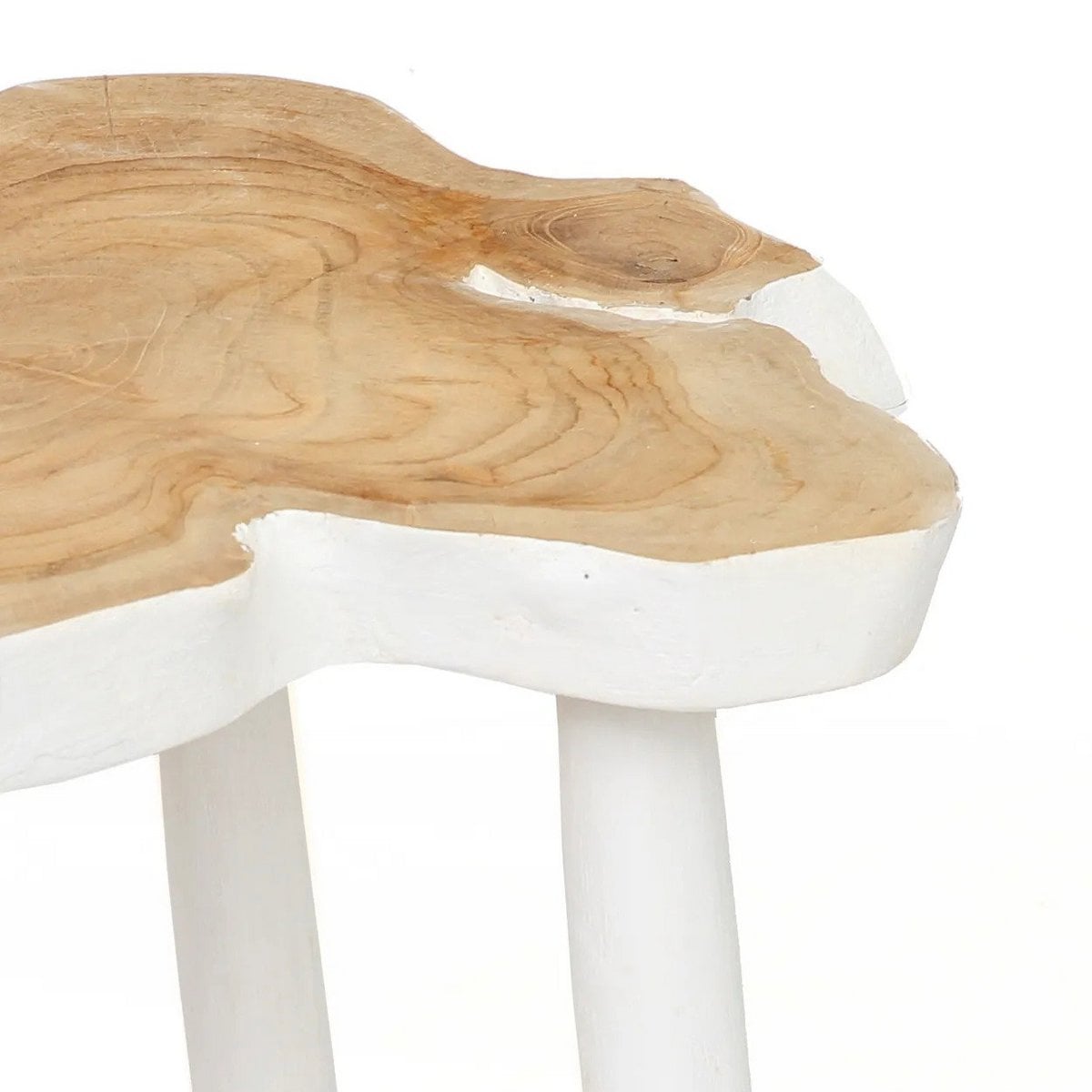 Beistelltisch in organischer Form Natur-Weiß, 45 × 45 × 40 cm | VIA X SELECTION
