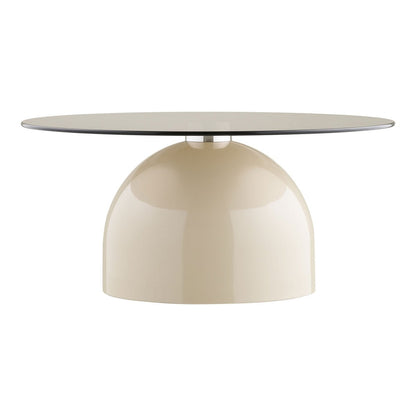 Runder Couchtisch aus Metall und Glas in Grau-Beige, Ø, 70 × 33 cm | VIA X SELECTION