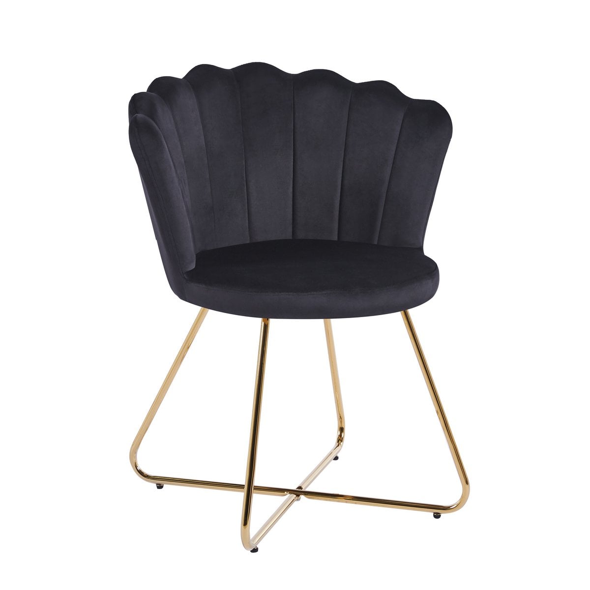 Muschelstuhl aus Samt schwarz im 2er-Set | VIA X SELECTION