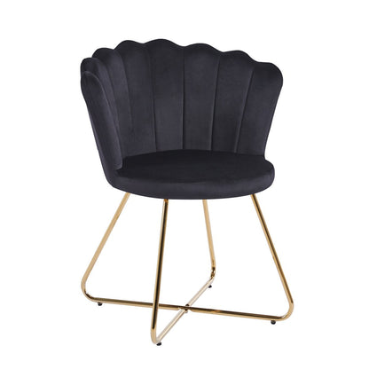 Muschelstuhl aus Samt schwarz im 2er-Set | VIA X SELECTION