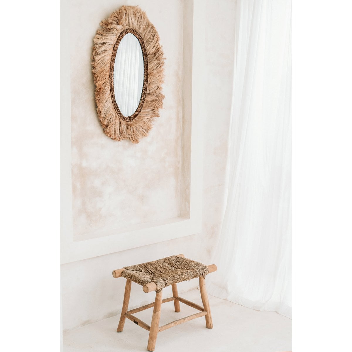 Hocker aus Seegras natur mit rechteckiger Form | VIA X SELECTION