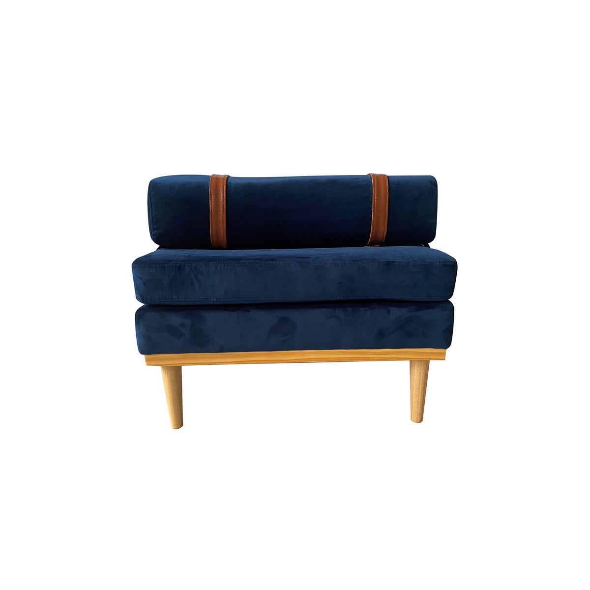 Daybed aus blauem Samt mit Nackenrolle | VIA X SELECTION