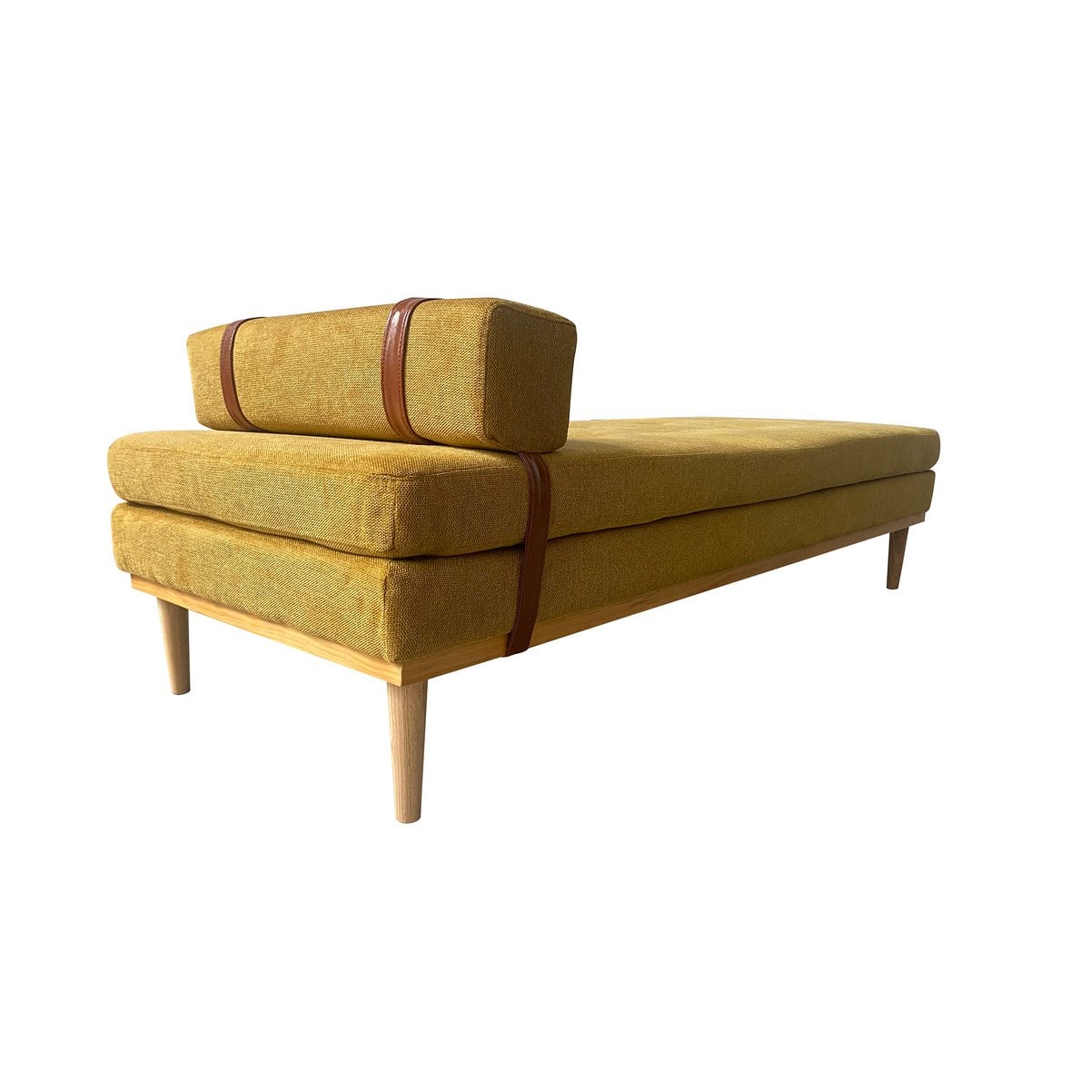Daybed aus gelbem Strukturstoff mit Nackenrolle | VIA X SELECTION