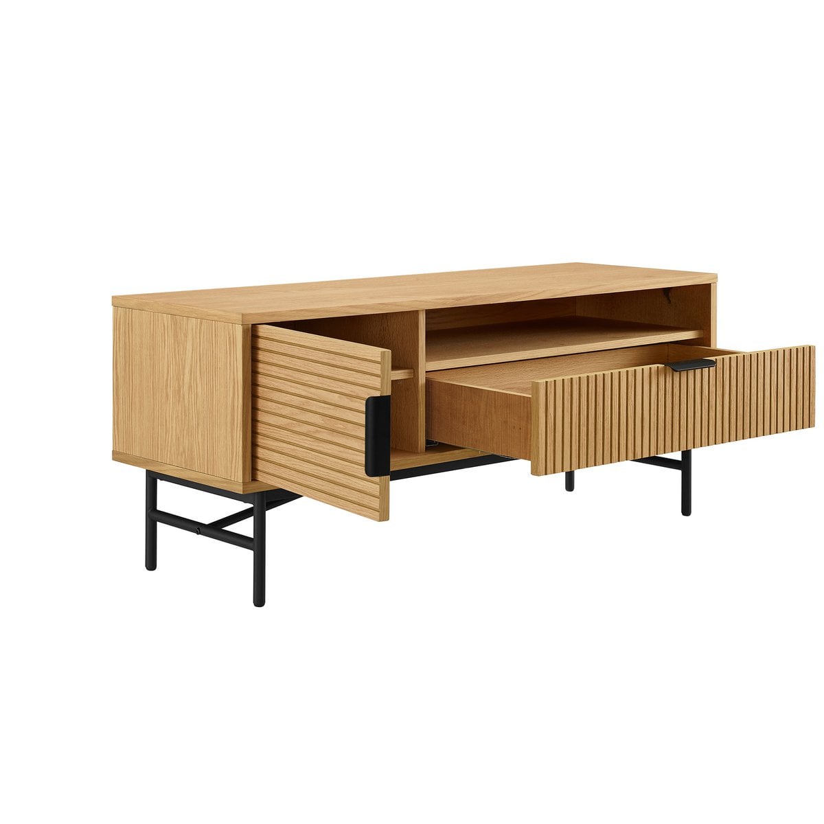 TV-Lowboard mit Eichenfurnier und Schublade, 120 × 40 × 50 cm | VIA X SELECTION