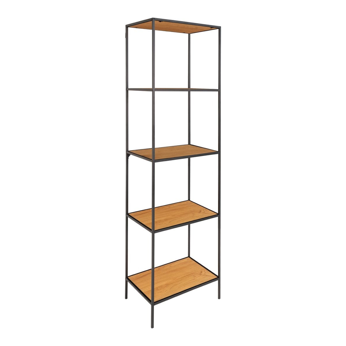 Regal mit 5 Ablagen eichenfarben-schwarz, 51 × 36 × 170 cm | VIA X SELECTION