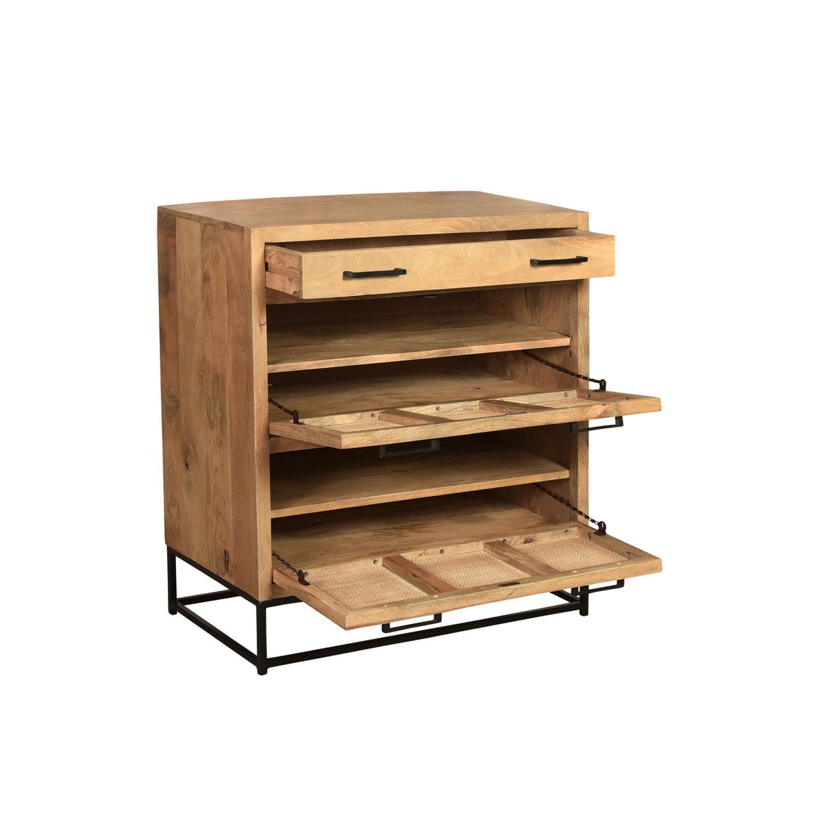 Schuhschrank mit Rattanfront und Schublade 40 × 84,5 × 91 cm | VIA X SELECTION