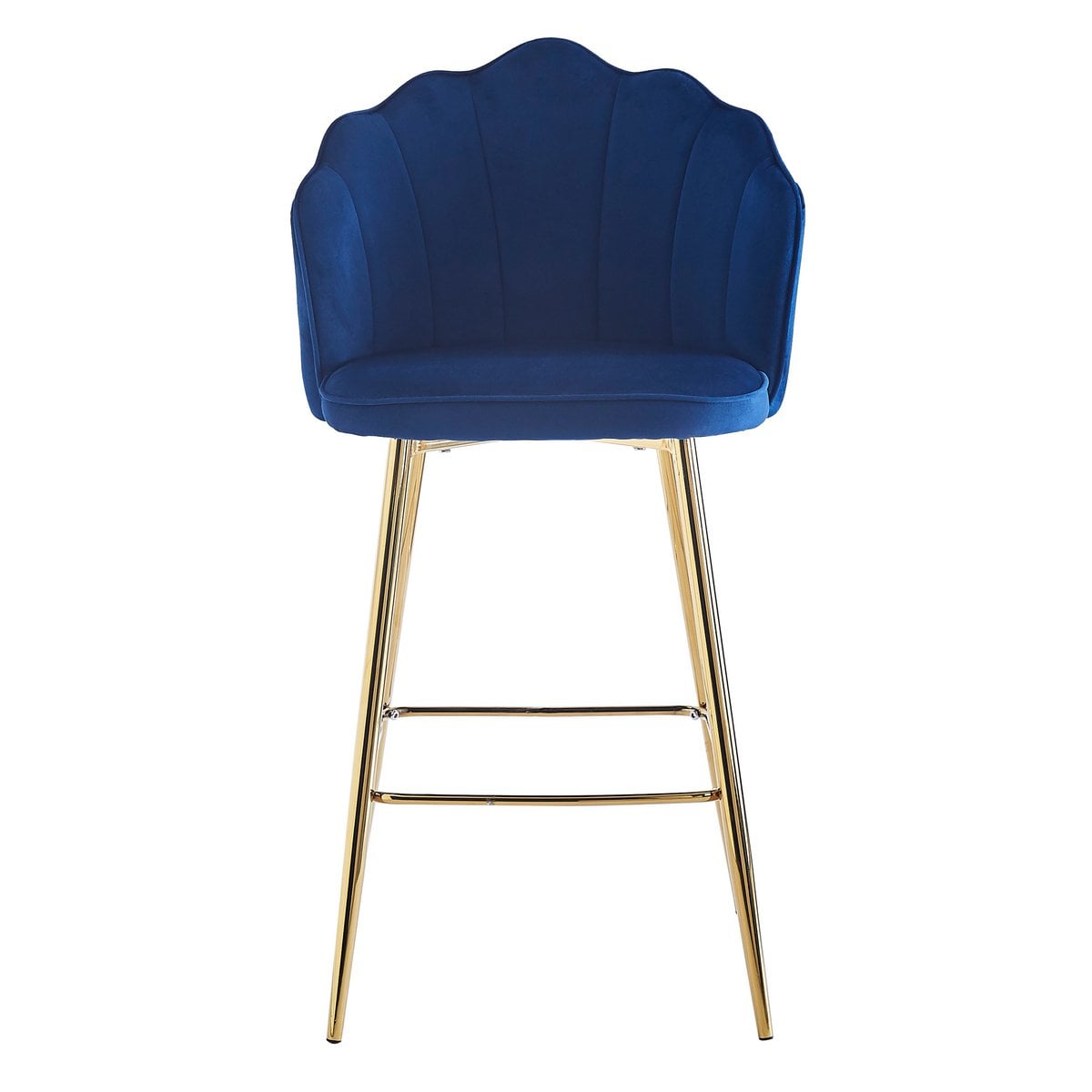 Barhocker im Muscheldesign aus Samt dunkelblau im 2er-Set | VIA X SELECTION