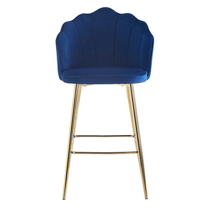 Barhocker im Muscheldesign aus Samt dunkelblau im 2er-Set | VIA X SELECTION