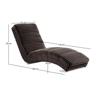 Chaiselongue aus schwarzem Plüsch-Cord mit Metallgestell | VIA X SELECTION