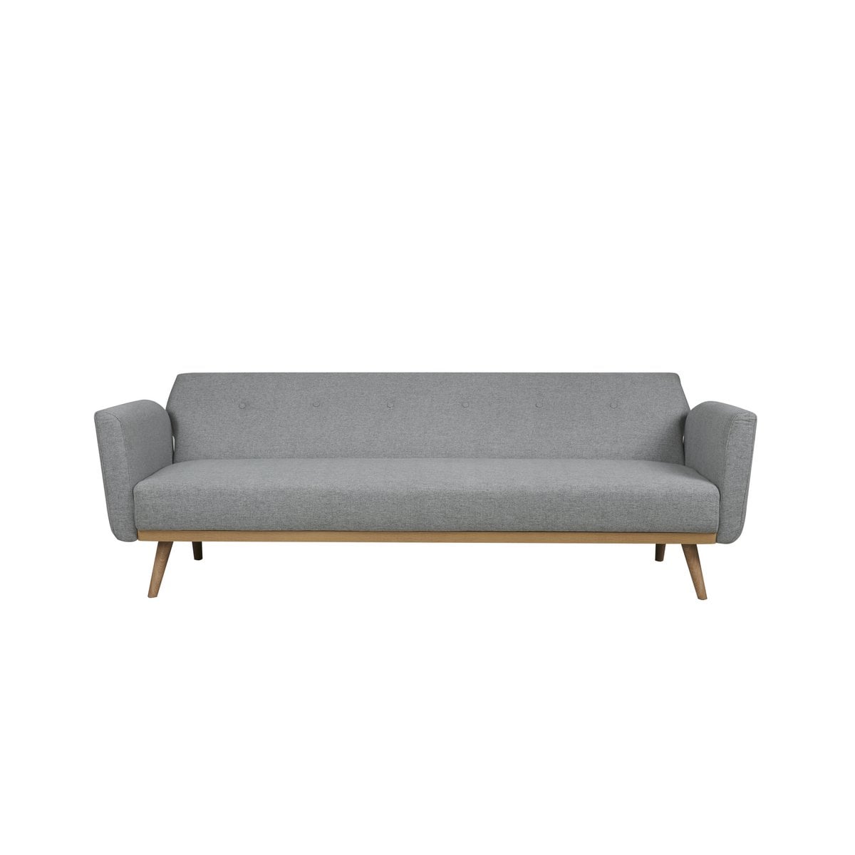 Schlafsofa in hellgrauem Feinstrukturstoff mit Holzgestell | VIA X SELECTION