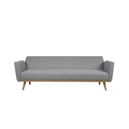 Schlafsofa in hellgrauem Feinstrukturstoff mit Holzgestell | VIA X SELECTION