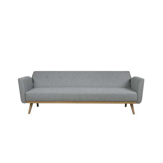 Schlafsofa in hellgrauem Feinstrukturstoff mit Holzgestell | VIA X SELECTION