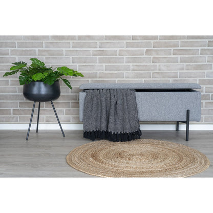 Sitzbank aus Stoff hellgrau 95 cm mit Stauraum | VIA X SELECTION