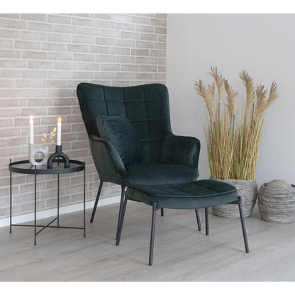 Samt-Fußhocker Dunkelgrün | VIA X SELECTION