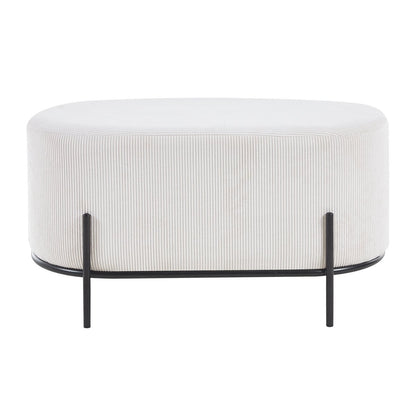 Polsterhocker aus Cordoptik beige mit rechteckiger Form | VIA X SELECTION